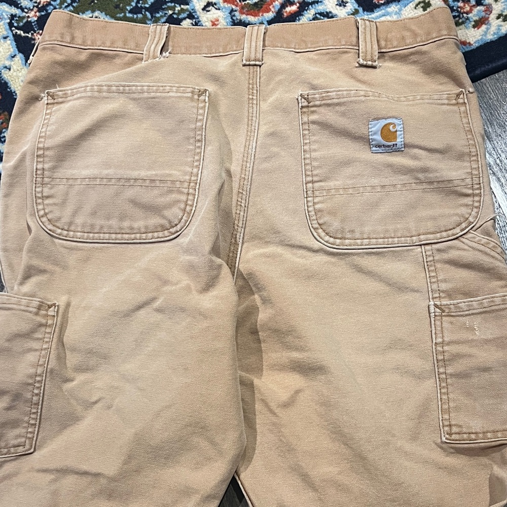 Carhartt Tan Canvas Work Pants with Utility Pockets